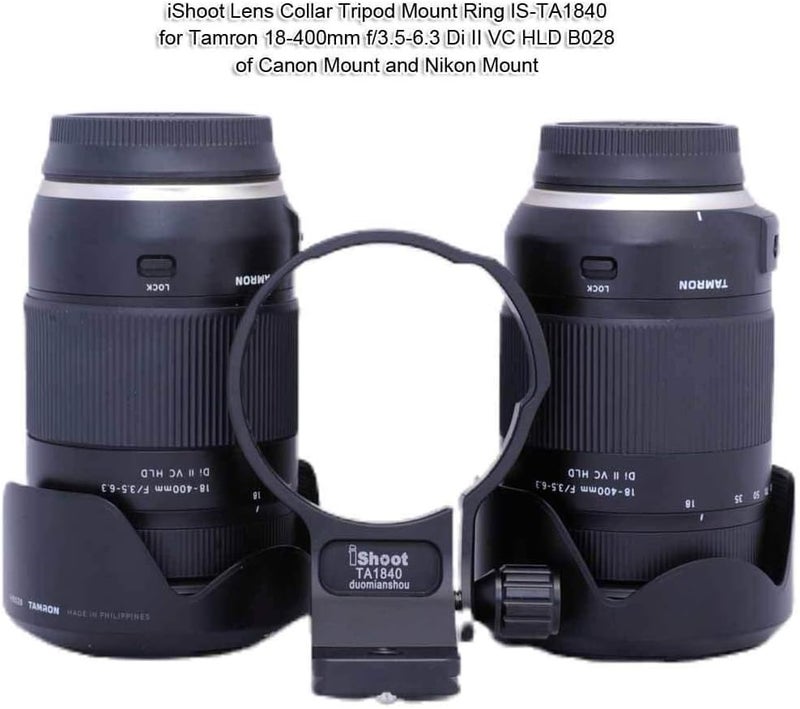 iShoot 76mm Metal Tripod Mount Ring Lens Collar Compatible with Tamron 18-400mm f/3.5-6.3 Di II VC HLD B028, Lens Support Holder Bracket Bottom is Arca-Swiss Fit Quick Release Plate Feature Dovetail Groove - Image 4